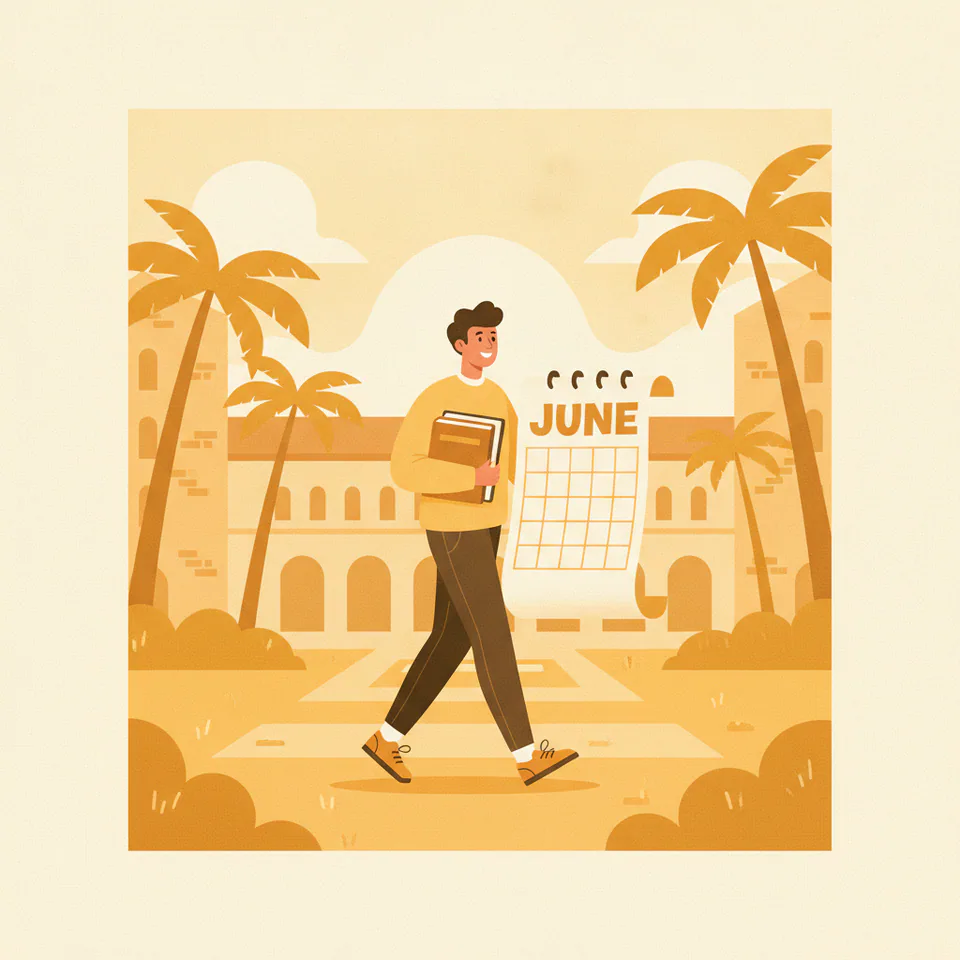 Student with calendar illustration
